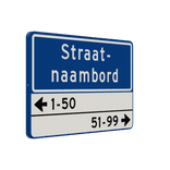 Straatnaambord 20 karakters 600x400mm 2 regelig + huisnummers NEN 1772
