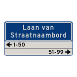 Straatnaambord 28 karakters 800x400mm 2 regelig + huisnummers NEN 1772