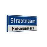 Straatnaambord 11 karakters 800x300mm 1 regelig + huisnummers NEN 1772