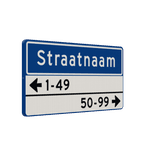 Straatnaambord 11 karakters 800x400mm 1 regelig + 2 regelige huisnummers NEN 1772