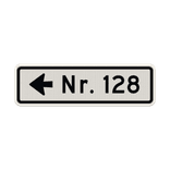 Huisnummer verwijsbord 08 karakters 500x150 mm met pijl NEN 1772 - reflecterend