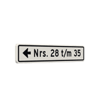 Huisnummer verwijsbord 14 karakters 800x150 mm met pijl NEN 1772 - reflecterend