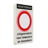 Bord privéterrein RVV C01, geen toegang uitgezonderd bewoners/bezoekers - reflecterend