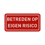 Verkeersbord betreden op eigen risico rood/wit - reflecterend