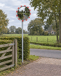 Verkeersspiegel TS-BSC rond wit/rood - incl. beugel Ø60-76mm