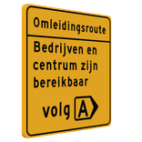 Verkeersbord omleidingsroute, volg route met tekst (vierkant) - reflecterend