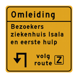 Omleidingsbord vierkant met eigen tekst en pictogrammen - reflecterend