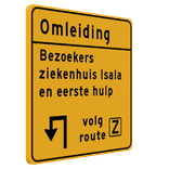 Omleidingsbord vierkant met eigen tekst en pictogrammen - reflecterend