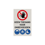 Werfbord verboden toegang met PBM pictogrammen - reflecterend