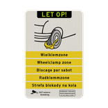 Verkeersbord wielklemzone meertalig - reflecterend