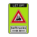 Waarschuwingsbord let op heftrucks - reflecterend