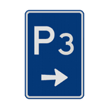 Verkeersbord RVV BW201r, parkeerplaats route met nummer - reflecterend