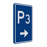 Verkeersbord RVV BW201r, parkeerplaats route met nummer - reflecterend