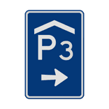 Verkeersbord RVV BW202r, parkeergarage route met nummer - reflecterend