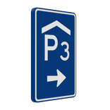 Verkeersbord RVV BW202r, parkeergarage route met nummer - reflecterend