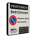 Verkeersbord parkeren alleen voor klanten + bedrijfsnaam - reflecterend