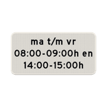 Verkeersbord RVV OB204p, onderbord met tijdsaanduiding - reflecterend