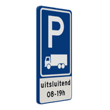 Verkeersbord RVV E08c parkeerplaats vrachtwagens met ondertekst - reflecterend