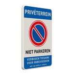 Verkeersbord eigen terrein, niet parkeren RVV E01 + verboden toegang - reflecterend