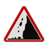 Panneau A19 – Chute de pierres ou pierres tombées sur la route