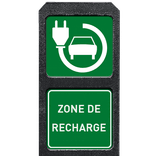 Poteau zone de recharge électrique avec deux plaques réfléchissantes