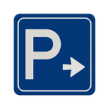 Verkeersbord parkeerplaats route + pijl - reflecterend