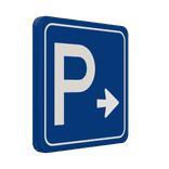 Verkeersbord parkeerplaats route + pijl - reflecterend