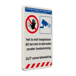 Veiligheidsbord verboden toegang voor onbevoegden met 24/7 camerabewaking + tekst - reflecterend