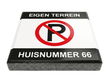 Stoeptegel eigen terrein, niet parkeren met huisnummer (TS-ST_ET4) - 30x30cm met facetrand
