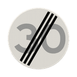 Verkeersbord einde maximum snelheid 30km/u RVV A02-30 - reflecterend