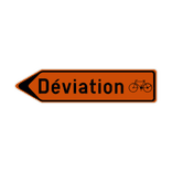 Panneau temporaire F41 Déviation à gauche avec texte et pictogramme personnalisés