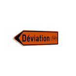 Panneau temporaire F41 Déviation à gauche avec texte et pictogramme personnalisés