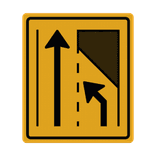 Verkeersbord rechterrijstrook vervalt, links invoegen RVV T32-2R - reflecterend