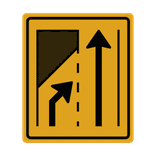 Verkeersbord linkerrijstrook vervalt, rechts invoegen RVV T32-2R - reflecterend