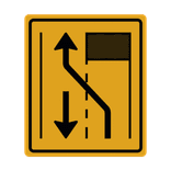 Verkeersbord verlegging naar andere weghelft - RVV T31-2L - reflecterend