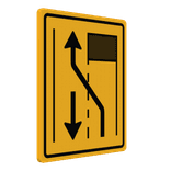 Verkeersbord verlegging naar andere weghelft - RVV T31-2L - reflecterend