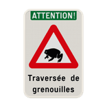 Panneau G2000 -  Attention traversée de grenouilles - Personnalisable