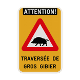 Panneau G2000 - Attention traversée de gros gibiers - Personnalisable