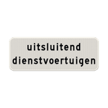 Verkeersbord uitsluitend dienstvoertuigen wit/zwart - reflecterend