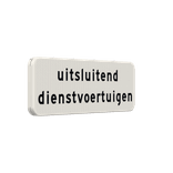 Verkeersbord uitsluitend dienstvoertuigen wit/zwart - reflecterend