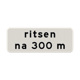 Verkeersbord RVV OB728 - ritsen met afstandsaanduiding