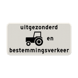 Verkeersbord RVV OB55OB108 - Uitgezonderd tractoren en bestemmingsverkeer