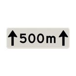 Verkeersbord RVV OB411-500 - Afstandsaanduiding in meters met pijlen