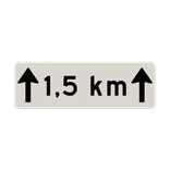 Verkeersbord RVV OB411-1,5 - Afstandsaanduiding in kilometers met pijlen