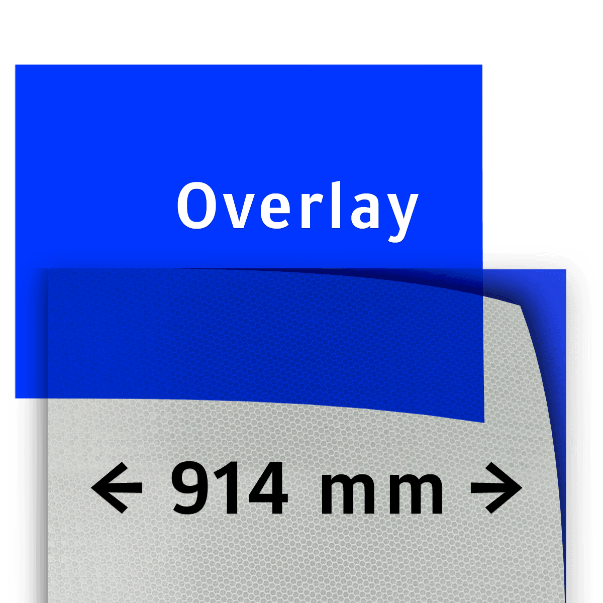 Transparant overlay blauw 914mm breed