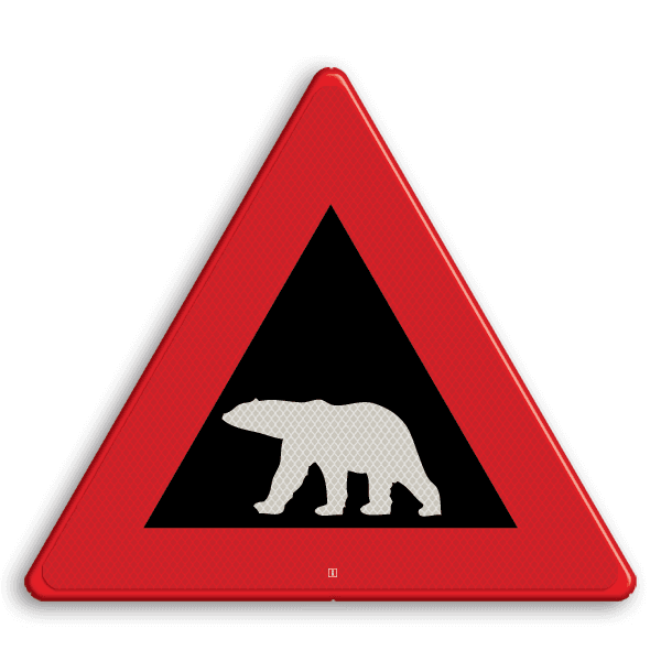 Noorse verkeersbord Waarschuwing Overstekende polar bear
