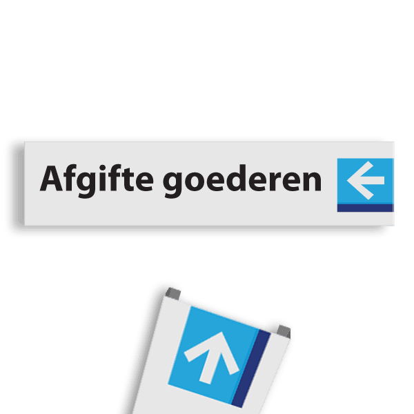 Verwijsbord 1500x350mm met eigen ontwerp en pijl naar links