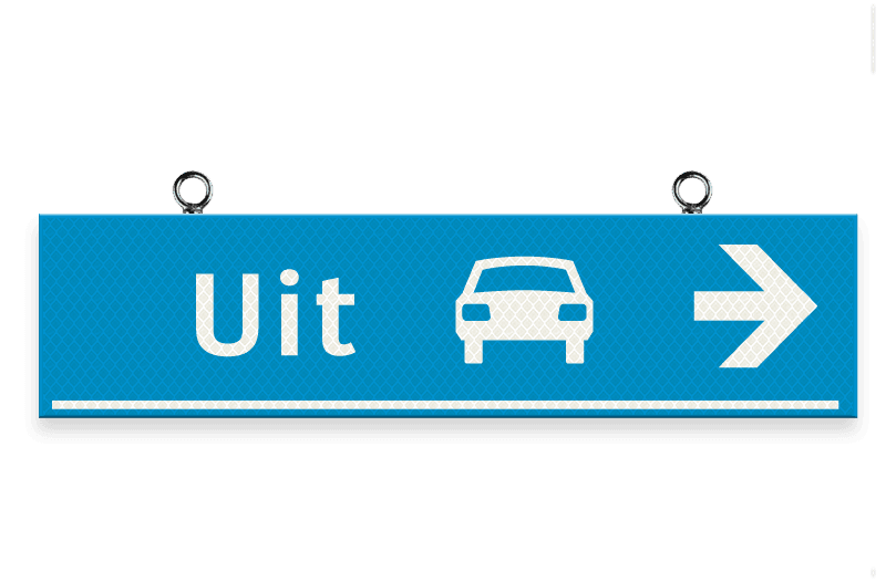 Verwijsbord kokerprofiel 400x100mm voor route auto - met ophangogen