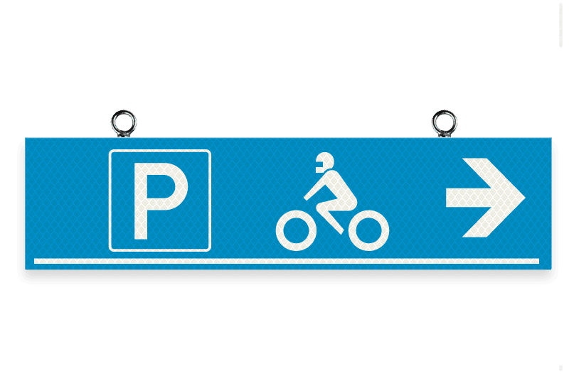 Verwijsbord kokerprofiel 400x100mm voor route motor - met ophangogen
