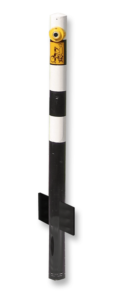 Drukknopmast zwart/wit gecoat met serviceluik voor verkeerslicht